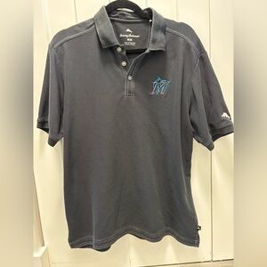 Tommy Bahama Miami Marlins Gray Polo T Shirt Size M